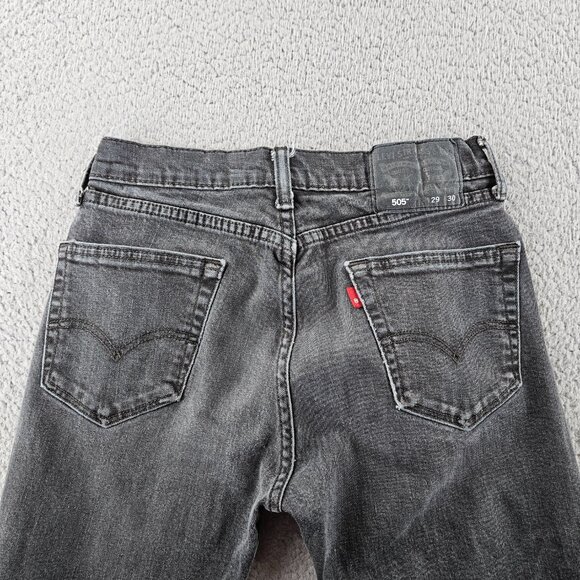 Levis Jeans Mens 29x30 Black 505 Straight Leg Distressed Denim Classic - Picture 16 of 16